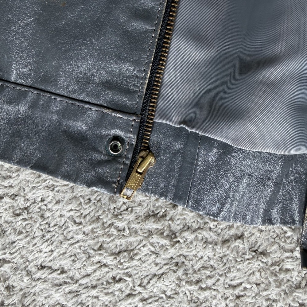 Vintage Genuine Leather Size 44 Men's Grey Jacker Coat Made in Brazil - Picture 7 of 11